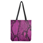 Magenta Pink And Black Snakeskin Print Tote Bag