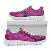 Magenta Pink And Black Snakeskin Print White Sneakers