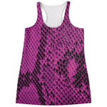 Magenta Pink And Black Snakeskin Print Women's Racerback Tank Top