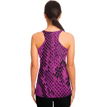 Magenta Pink And Black Snakeskin Print Women's Racerback Tank Top