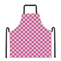 Magenta Pink And White Gingham Print Apron