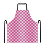 Magenta Pink And White Gingham Print Apron