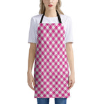 Magenta Pink And White Gingham Print Apron