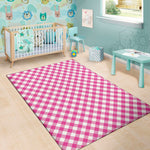 Magenta Pink And White Gingham Print Area Rug