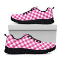 Magenta Pink And White Gingham Print Black Running Shoes