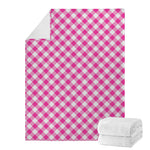 Magenta Pink And White Gingham Print Blanket