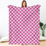 Magenta Pink And White Gingham Print Blanket