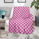 Magenta Pink And White Gingham Print Blanket
