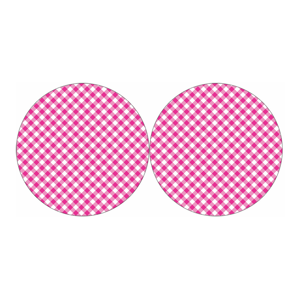 Magenta Pink And White Gingham Print Car Coasters