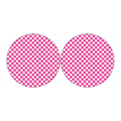 Magenta Pink And White Gingham Print Car Coasters