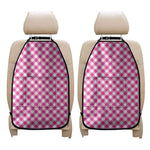 Magenta Pink And White Gingham Print Car Seat Organizers