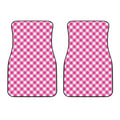 Magenta Pink And White Gingham Print Front Car Floor Mats