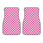 Magenta Pink And White Gingham Print Front Car Floor Mats