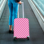 Magenta Pink And White Gingham Print Luggage Cover