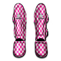 Magenta Pink And White Gingham Print Muay Thai Shin Guards