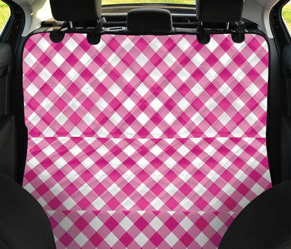 Magenta Pink And White Gingham Print Pet Car Back Seat Cover