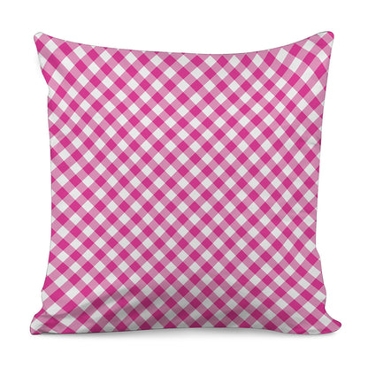 Magenta Pink And White Gingham Print Pillow Cover