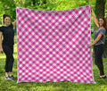 Magenta Pink And White Gingham Print Quilt