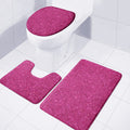 Magenta Pink (NOT Real) Glitter Print 3 Piece Bath Mat Set