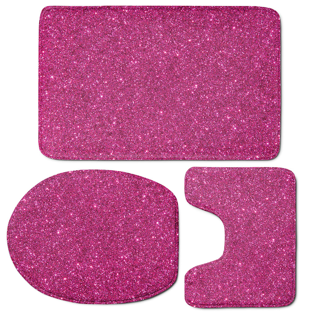 Magenta Pink Glitter Artwork Print (NOT Real Glitter) 3 Piece Bath Mat Set
