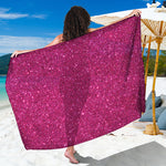 Magenta Pink Glitter Artwork Print (NOT Real Glitter) Beach Sarong Wrap