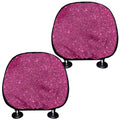 Magenta Pink (NOT Real) Glitter Print Car Headrest Covers
