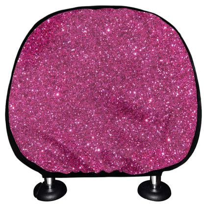 Magenta Pink Glitter Artwork Print (NOT Real Glitter) Car Headrest Covers