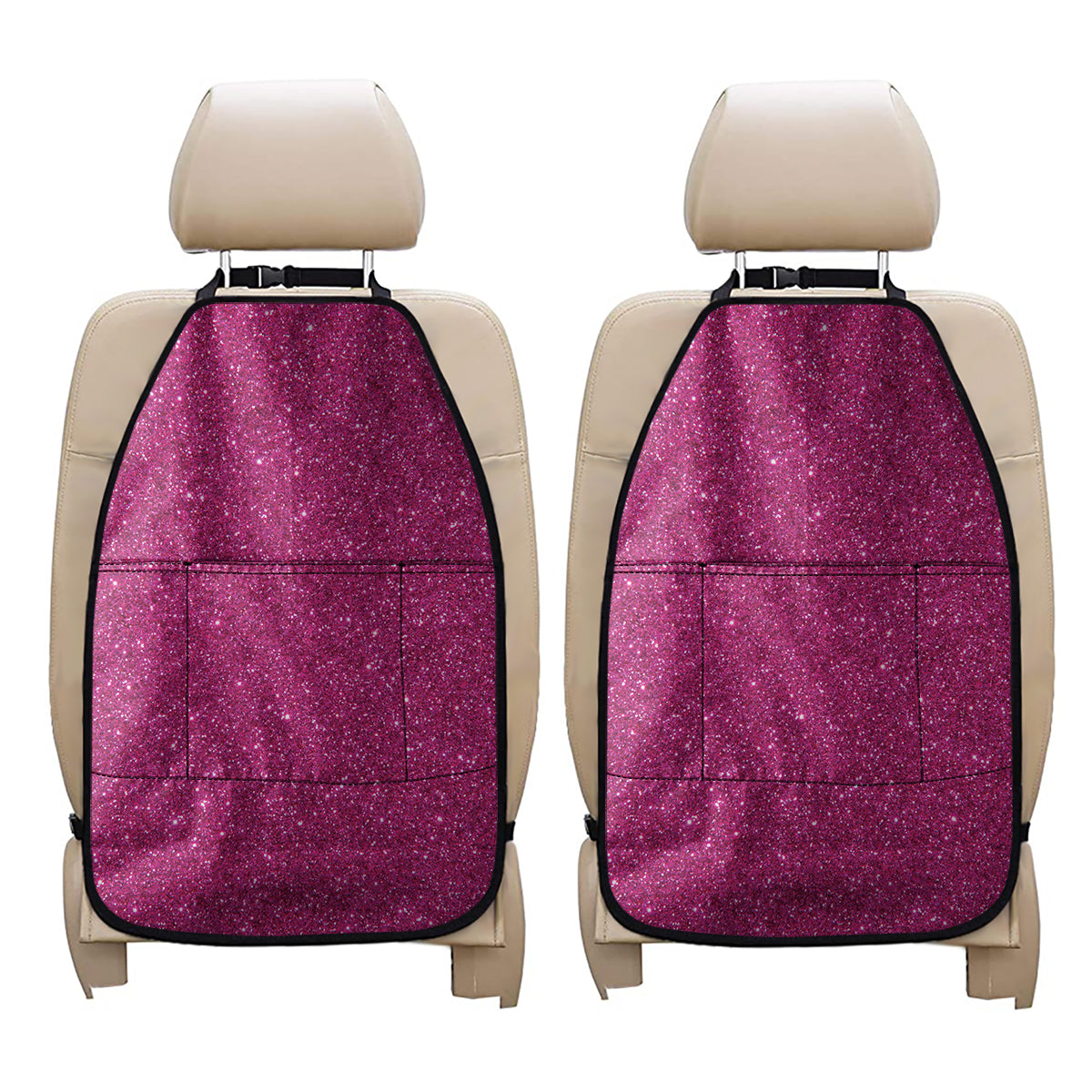 Magenta Pink Glitter Artwork Print (NOT Real Glitter) Car Seat Organizers