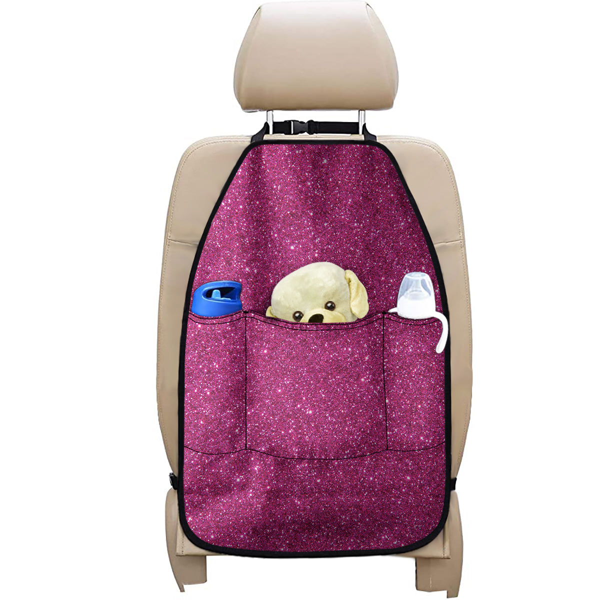Magenta Pink Glitter Artwork Print (NOT Real Glitter) Car Seat Organizers