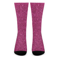 Magenta Pink (NOT Real) Glitter Print Crew Socks