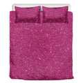Magenta Pink (NOT Real) Glitter Print Duvet Cover Bedding Set