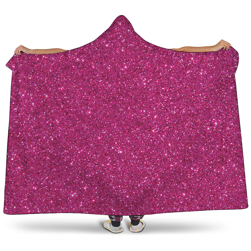 Magenta Pink Glitter Artwork Print (NOT Real Glitter) Hooded Blanket