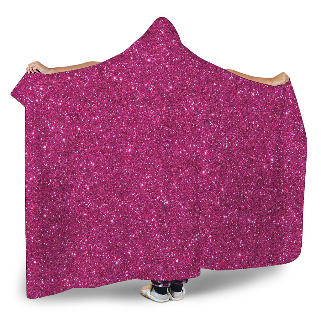 Magenta Pink Glitter Artwork Print (NOT Real Glitter) Hooded Blanket