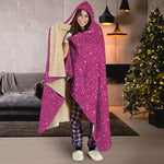 Magenta Pink Glitter Artwork Print (NOT Real Glitter) Hooded Blanket