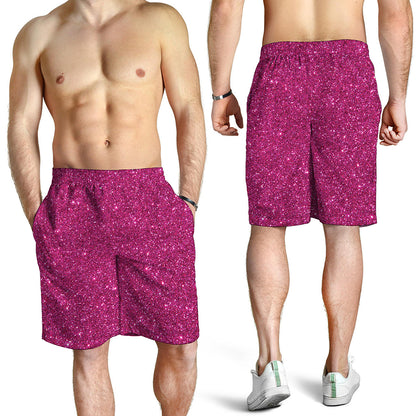 Magenta Pink Glitter Artwork Print (NOT Real Glitter) Men's Shorts