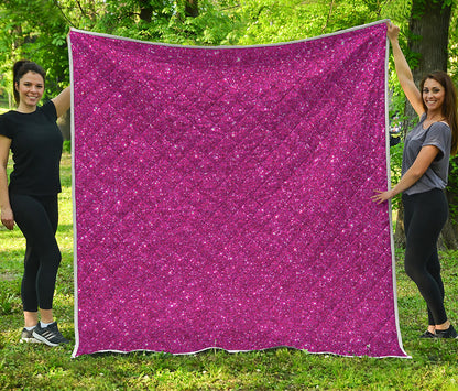 Magenta Pink Glitter Artwork Print (NOT Real Glitter) Quilt