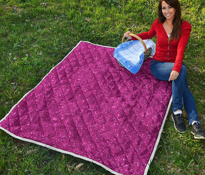 Magenta Pink Glitter Artwork Print (NOT Real Glitter) Quilt