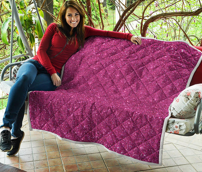 Magenta Pink Glitter Artwork Print (NOT Real Glitter) Quilt