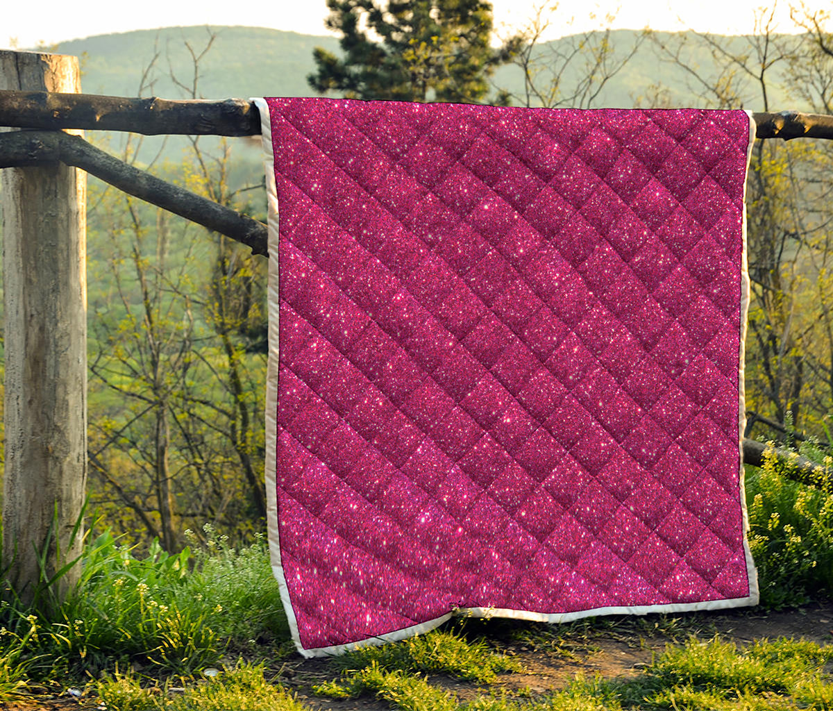 Magenta Pink Glitter Artwork Print (NOT Real Glitter) Quilt