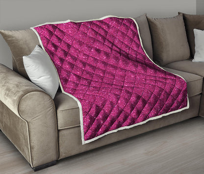 Magenta Pink Glitter Artwork Print (NOT Real Glitter) Quilt
