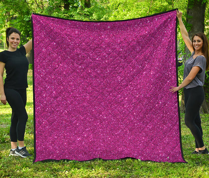 Magenta Pink Glitter Artwork Print (NOT Real Glitter) Quilt