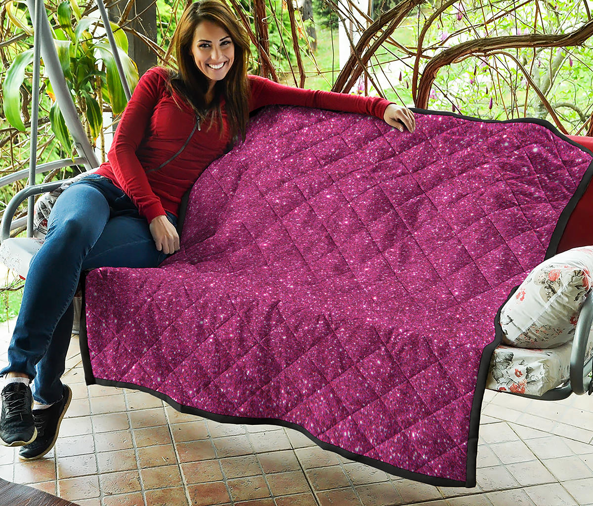 Magenta Pink Glitter Artwork Print (NOT Real Glitter) Quilt