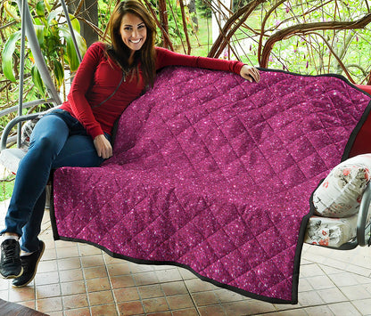 Magenta Pink Glitter Artwork Print (NOT Real Glitter) Quilt
