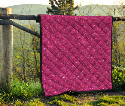 Magenta Pink Glitter Artwork Print (NOT Real Glitter) Quilt