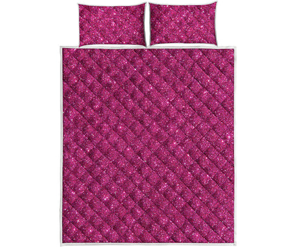 Magenta Pink Glitter Artwork Print (NOT Real Glitter) Quilt Bed Set