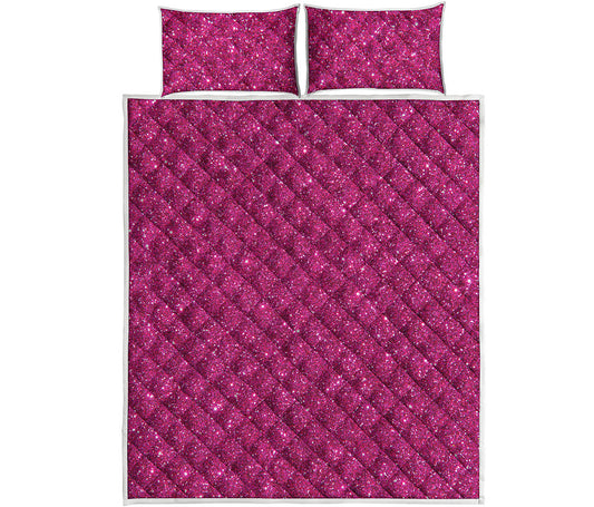 Magenta Pink Glitter Artwork Print (NOT Real Glitter) Quilt Bed Set