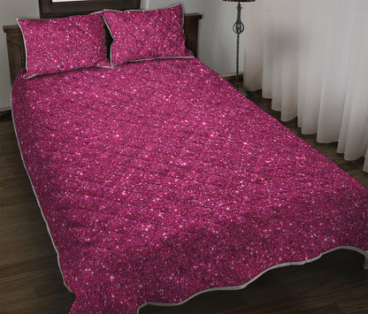 Magenta Pink Glitter Artwork Print (NOT Real Glitter) Quilt Bed Set