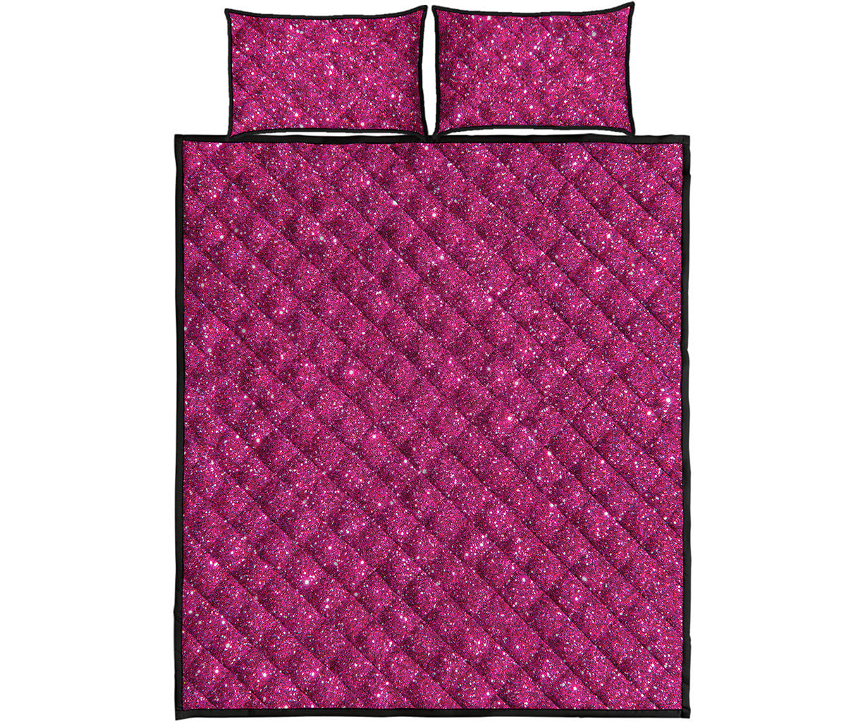 Magenta Pink Glitter Artwork Print (NOT Real Glitter) Quilt Bed Set