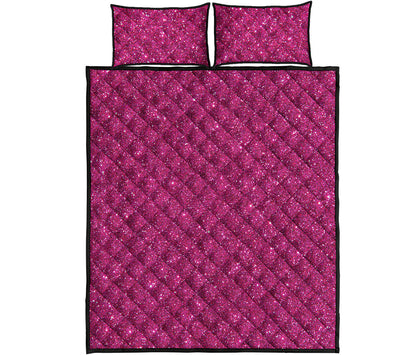 Magenta Pink Glitter Artwork Print (NOT Real Glitter) Quilt Bed Set