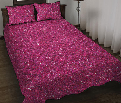 Magenta Pink Glitter Artwork Print (NOT Real Glitter) Quilt Bed Set
